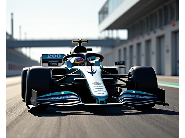 ピットレーンでのメルセデスAMG F1 W12の側面図